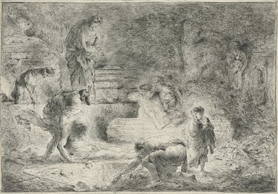 Tobit begraver de döda, ca 1647-51 av Giovanni Benedetto Castiglione