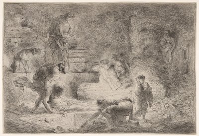 Tobit begravde de döda, ca. 1647-51. av Giovanni Benedetto Castiglione