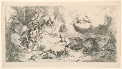 Jungfru och barn med Gud Fadern och änglarna av Giovanni Benedetto Castiglione