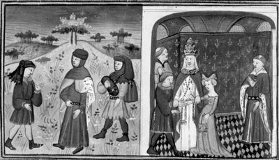 Dekameron, Alexander träffar en ung abbot; påven gifter bort Alexander med prinsessan av England. Andra dagen, novell 3 av Giovanni Boccaccio
