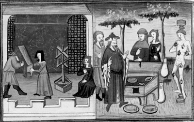 Decameron, Ambrogiuolo bärs till Bernabòs hus i en kista; Ambrogiuolo straffas för sitt bedrägeri. Andra dagen, novell 9 av Giovanni Boccaccio