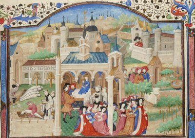 Decameron, Decameron-berättarnas avresa från Florens av Giovanni Boccaccio