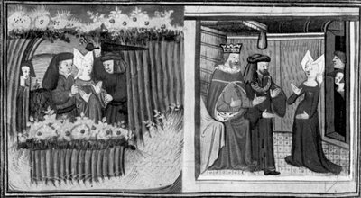 Decameron, En kvinna blir överfallen på Cypern; kvinnan får audiens hos kungen. Första dagen, nyhet 9. av Giovanni Boccaccio