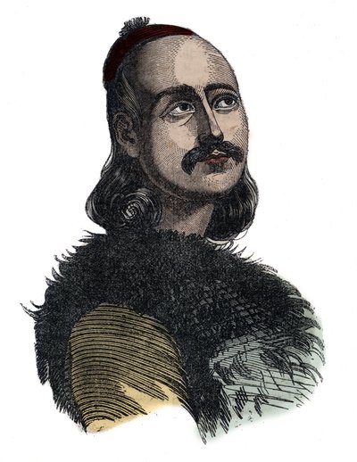 Markos Botsaris (grekiska frihetskriget 1788-1823) - gravyr av Giovanni Boggi av Giovanni Boggi