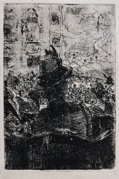 Vid operatören i Paris, c.1880 (randig på papper) av Giovanni Boldini