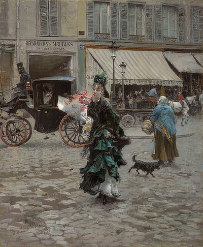När man korsar gatan. 1873-75 av Giovanni Boldini