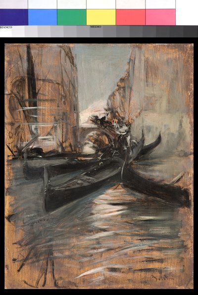 Kanal i Venedig med gondoler, 1899-1913 av Giovanni Boldini