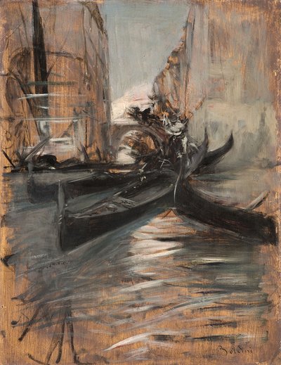 Kanal med gondoler, Venedig, Italien, 1910-14 av Giovanni Boldini