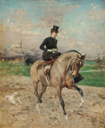 Ryttarinna. Alice Régnault till häst, 1878. av Giovanni Boldini
