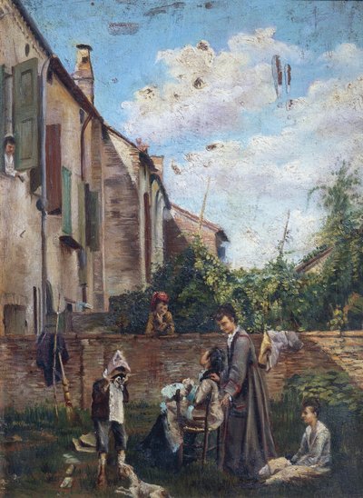 Italien, Ferrara, innergården till faderns hus av Giovanni Boldini