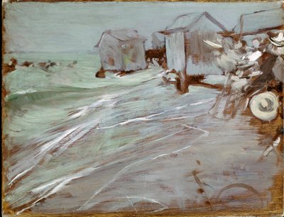 Oostende strandmålning av Giovanni Boldini (1842-1931) Dim. 27x35 cm Bologna, privat samling av Giovanni Boldini