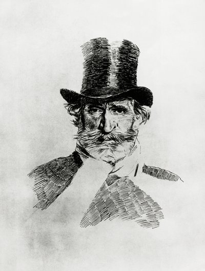 Porträtt av Giuseppe Verdi (1813-1901), italiensk kompositör, teckning av Giovanni Boldini (1842-1931) av Giovanni Boldini