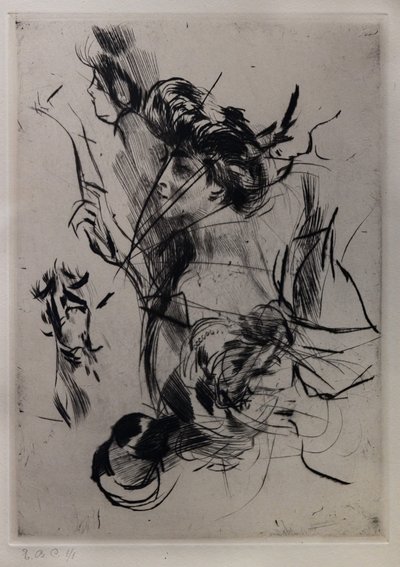 Porträtt av en ung kvinna med figurer av Giovanni Boldini