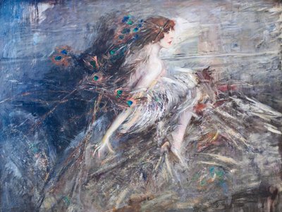 Porträtt av Marquise Casati med påfågelfjädrar av Giovanni Boldini