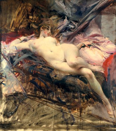 Liggande naken, sent 1800-tal tidigt 1900-tal av Giovanni Boldini