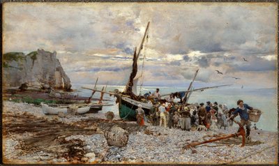 Fiskebåtarnas återkomst, Étretat av Giovanni Boldini
