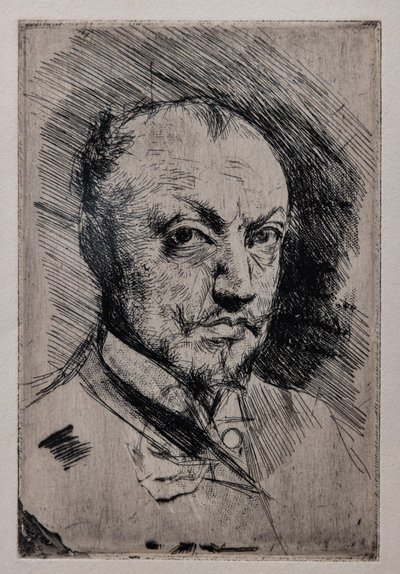 Självporträtt, ca 1890 (torrnål, roulette och etsning på papper) av Giovanni Boldini