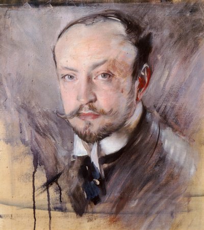 Självporträtt, framifrån av Giovanni Boldini (1842-1931), olja på duk av Giovanni Boldini