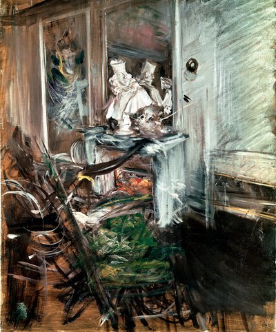 Berninis "kardinal" i målarens rum. Målning av Giovanni Boldini (1842-1931) cirka 1899. Olja på duk. Mått: 53x46cm. Pistoia, Boldini Collection av Giovanni Boldini