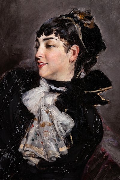 Grevinnan av Rasty på soffan, detalj av Giovanni Boldini