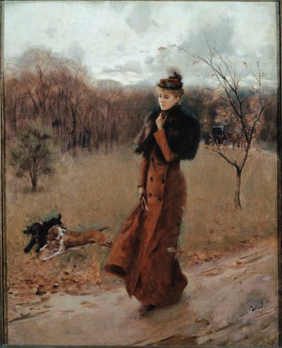 The Walk to the Park i Neapel (olja på duk) av Giovanni Boldini