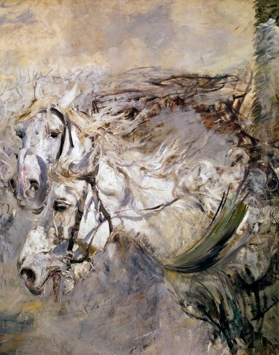 Två vita hästar målning av Giovanni Boldini (1842-1931) 1874 Dim.153x122 cm Pistoia, Boldini Collection av Giovanni Boldini