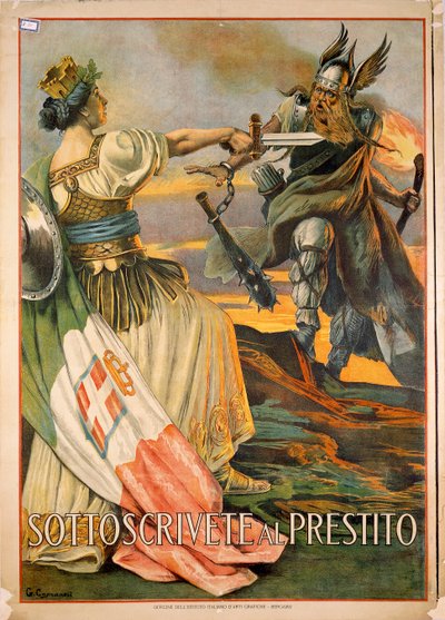 Första världskriget, Prenumerera på lånet, illustration av Giovanni Capranesi av Giovanni Capranesi