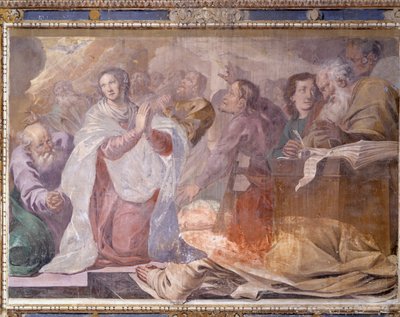 Italien, Lombardiet, Pavia, Pavia Charterhouse (Certosa), Berättelser om Jesus och Maria, freskdetalj av Giovanni Cristoforo Storer