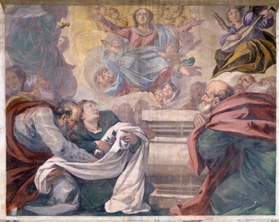 Italien, Lombardiet, Pavia, Pavia Charterhouse (Certosa), Berättelser om Jesus och Maria, freskdetalj av Giovanni Cristoforo Storer
