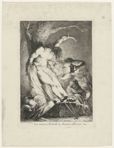 Saint Sebastian vårdas av Saint Irene La tenera pietade in donna alberga (titel på objekt) av Giovanni David