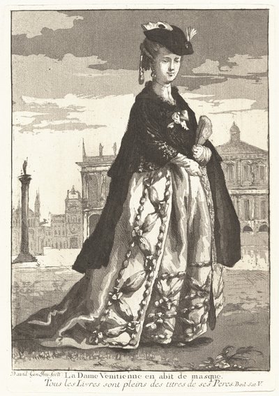 La Dame Venitienne en habit de masque (venetiansk kvinna i karnevalsklänning) av Giovanni David