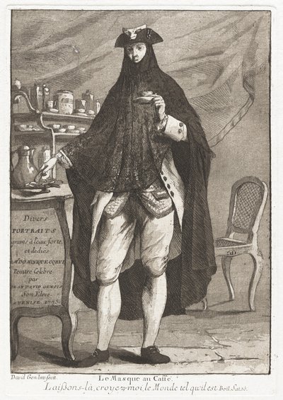 Le Masque au caffé (Den maskerade mannen som tar kaffe) av Giovanni David