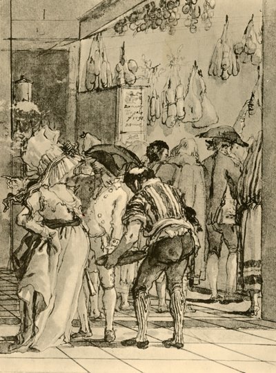 En butik med rökta varor, 1791, 1928 av Giovanni Domenico Tiepolo