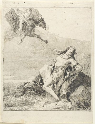 Angelica Bound och på väg att slukas av sjömonstret av Giovanni Domenico Tiepolo