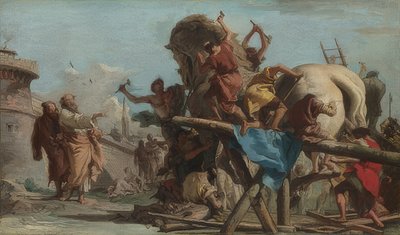 Konstruktion av den trojanska hästen. Omkring 1760 av Giovanni Domenico Tiepolo