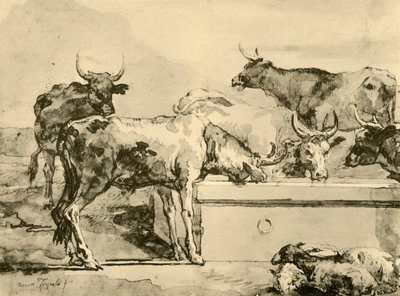 Kor vattnade, mitten av slutet av 1700-talet, 1928 av Giovanni Domenico Tiepolo