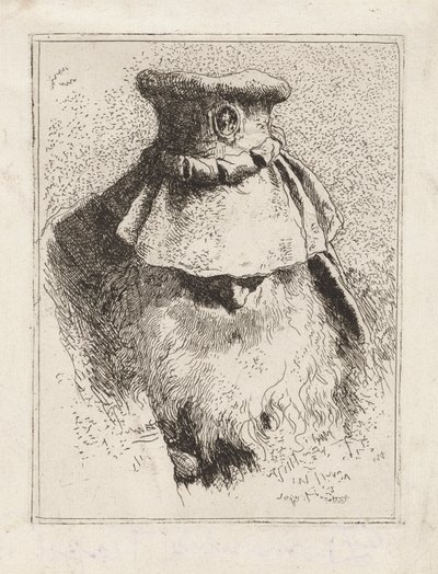 Äldre man med en stor hatt, från Raccolta di Teste (Samling av huvuden) av Giovanni Domenico Tiepolo