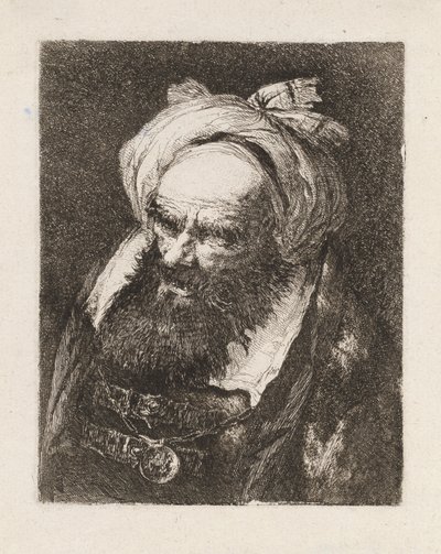 Äldre man med turban, från Raccolta di Teste (Samling av huvuden) av Giovanni Domenico Tiepolo