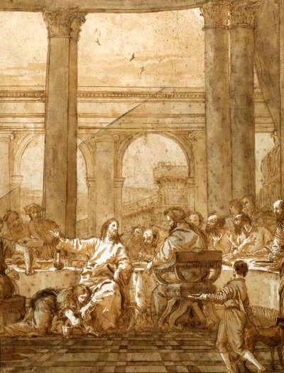 Fest i Simons hus, 1700-talets början av Giovanni Domenico Tiepolo