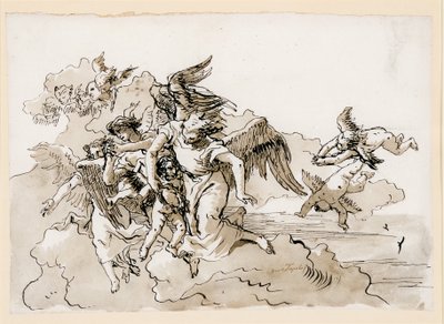 Flygande änglar och putti av Giovanni Domenico Tiepolo