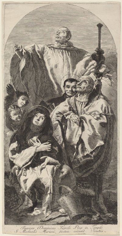 Fyra helgon av Benediktinerorden av Giovanni Domenico Tiepolo