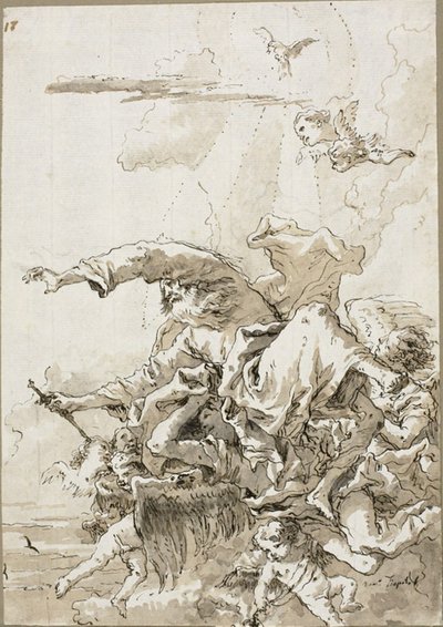 Gud Fadern stödd av änglar i molnen, II av Giovanni Domenico Tiepolo