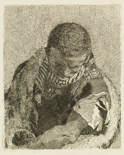 Chef för en Moor som böjer sig framåt av Giovanni Domenico Tiepolo