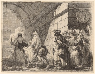 Den heliga familjen lämnar staden av Giovanni Domenico Tiepolo