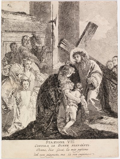 Jesus tröstar de gråtande kvinnorna i Jerusalem av Giovanni Domenico Tiepolo