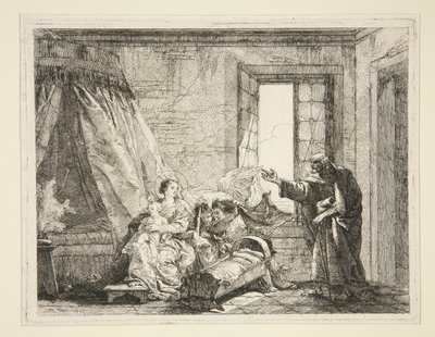 Joseph tillkännager för Maria ordern att lämna, från serien Idee pittoresche sopra la fuga in Egitto (Flight into Egypt) av Giovanni Domenico Tiepolo