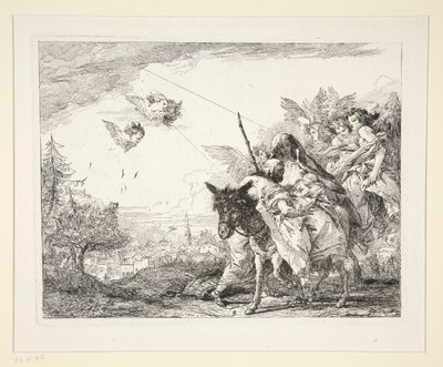 Joseph Contemplates the Infant Jesus, från serien Flight into Egypt av Giovanni Domenico Tiepolo