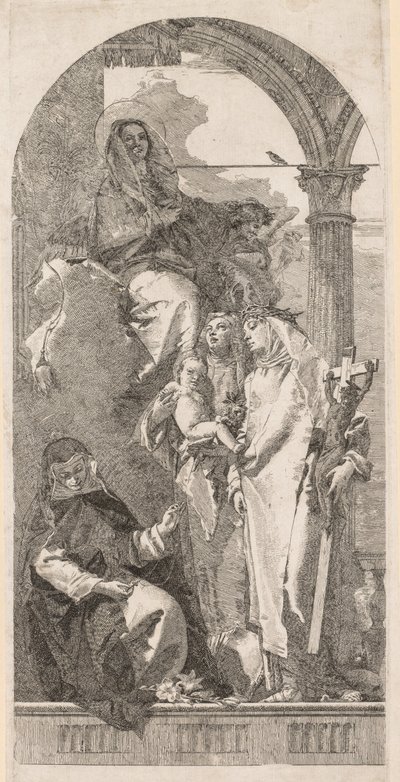 Madonna med heliga Agnes, Catherine och Rosa av Giovanni Domenico Tiepolo
