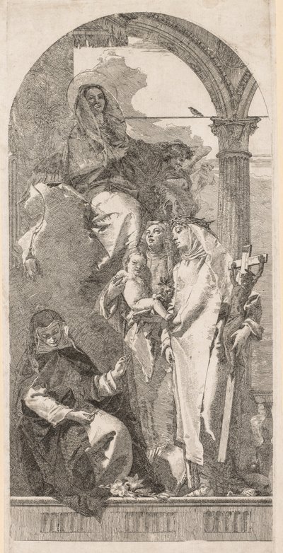 Madonna med heliga Agnes, Catherine och Rosa. av Giovanni Domenico Tiepolo