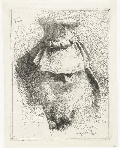 Man med böjt huvud och stor hatt Samling av huvuden (serietitel) Raccolta di Teste (serietitel) av Giovanni Domenico Tiepolo